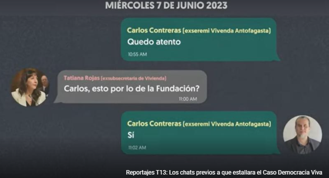 Democracia Viva: dan a conocer chat entre Tatiana Rojas y Carlos Contreras.