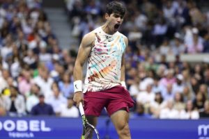 Carlos Alcaraz en cuartos de Wimbledon.