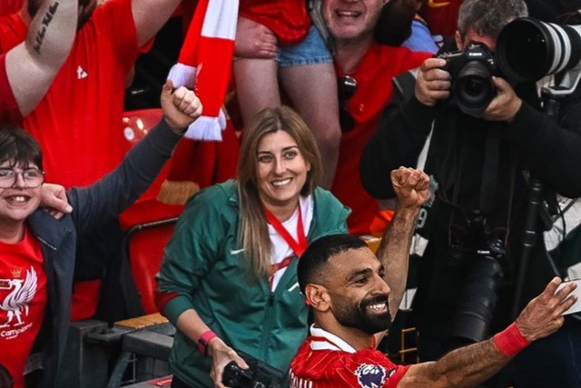 La selfie de Salah luego de proclamarse campeón de la Premier