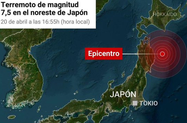 Japón activa alerta de tsunami tras terremoto de magnitud 7,5