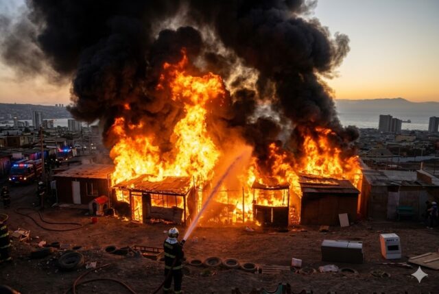 Muere niño en incendio en campamento de Antofagasta