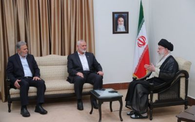 Ayatolá Seyed Ali Jamenei con lideres de Hamás