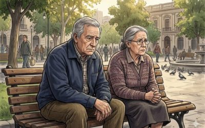 Preocupación en los jubilados Imagen referencial creada con herramientas digitales