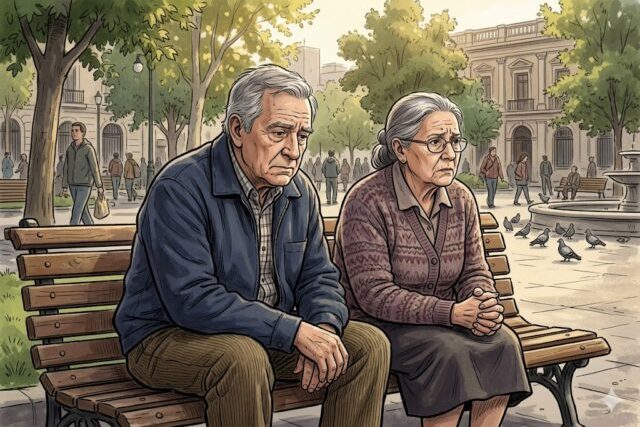 Preocupación en los jubilados Imagen referencial creada con herramientas digitales