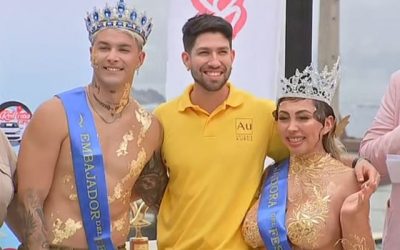 La influencer Naya Fácil y el chico reality Nico Solabarrieta protagonizaron el tradicional piscinazo en Viña 2024.