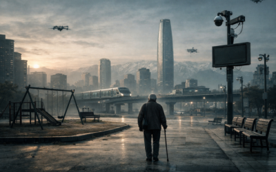 Imagen conceptual generada con inteligencia artificial. Representación simbólica del Chile urbano proyectado hacia mediados del siglo XXI.