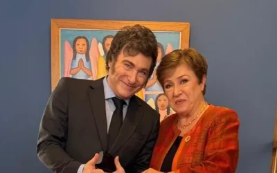 Foto: Javier Milei y la directora general del Fondo Monetario Internacional (FMI), Kristalina Georgieva. Publicado en X por @KGeorgieva