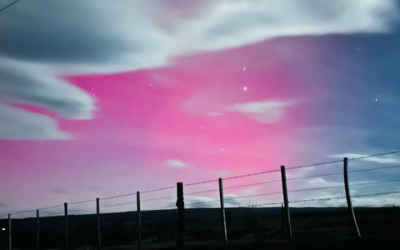 Fotografía sacada de redes sociales de auroras australes en el sur de Chile