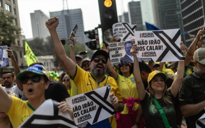 Fotografía de una protesta en Brasil sobre la prohibición de X
