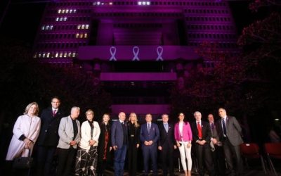 Senado se ilumina de rosado.